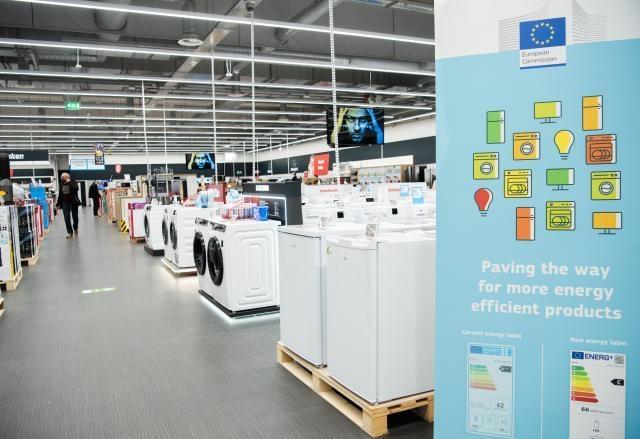 EU energy labels (home appliance store)